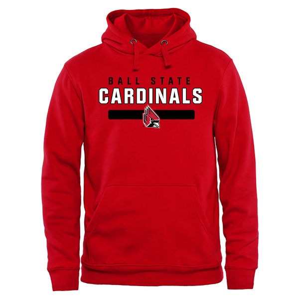 Men NCAA Ball State Cardinals Team Strong Pullover Hoodie Red